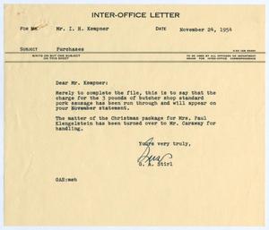 [Inter-Office Letter from G. A. Stirl to I. H. Kempner, November 24, 1954]
