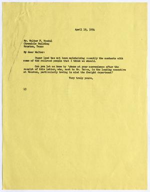 [Letter from Isaac Herbert Kempner to Walter F. Woodul, April 19, 1954]