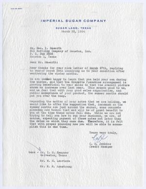 [Letter from C. H. Jenkins to George I. Haworth, March 30, 1954]