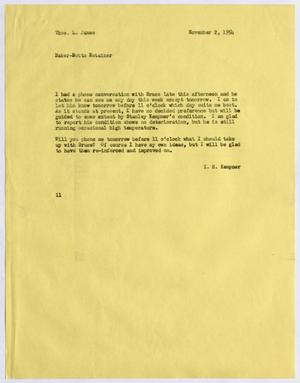 [Letter from I. H. Kempner to Thomas L. James, November 2, 1954]