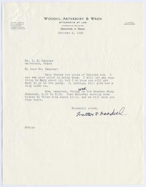 [Letter from Walter F. Woodul to Isaac Herbert Kempner, October 4, 1954]