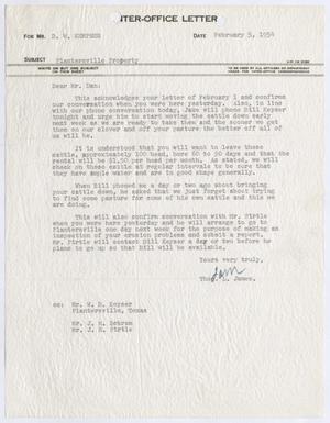 [Letter from Thomas L. James to D. W. Kempner, February 5, 1954]