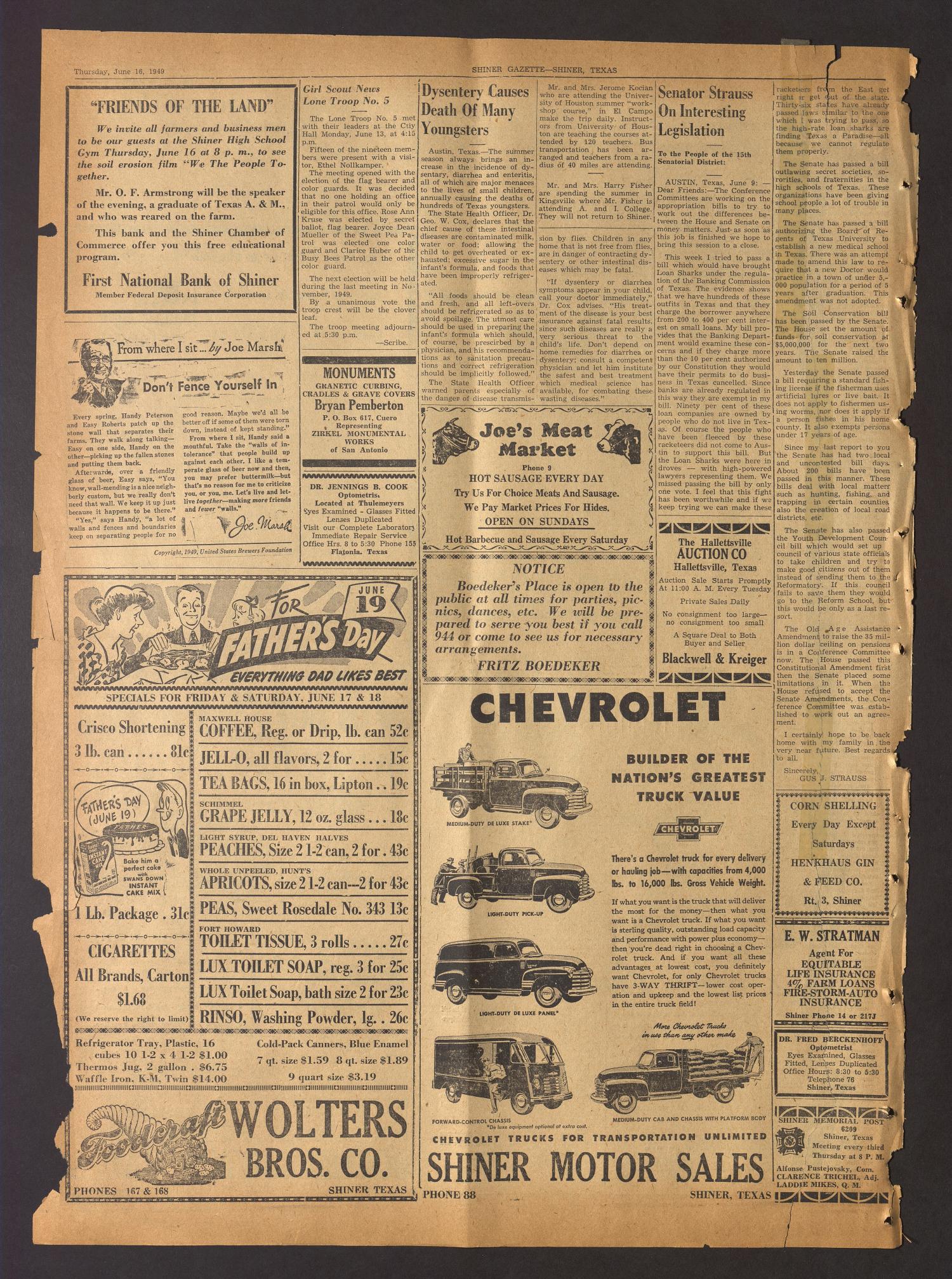 The Shiner Gazette (Shiner, Tex.), Vol. 57, No. 24, Ed. 1 Thursday, June 16, 1949
                                                
                                                    [Sequence #]: 10 of 12
                                                