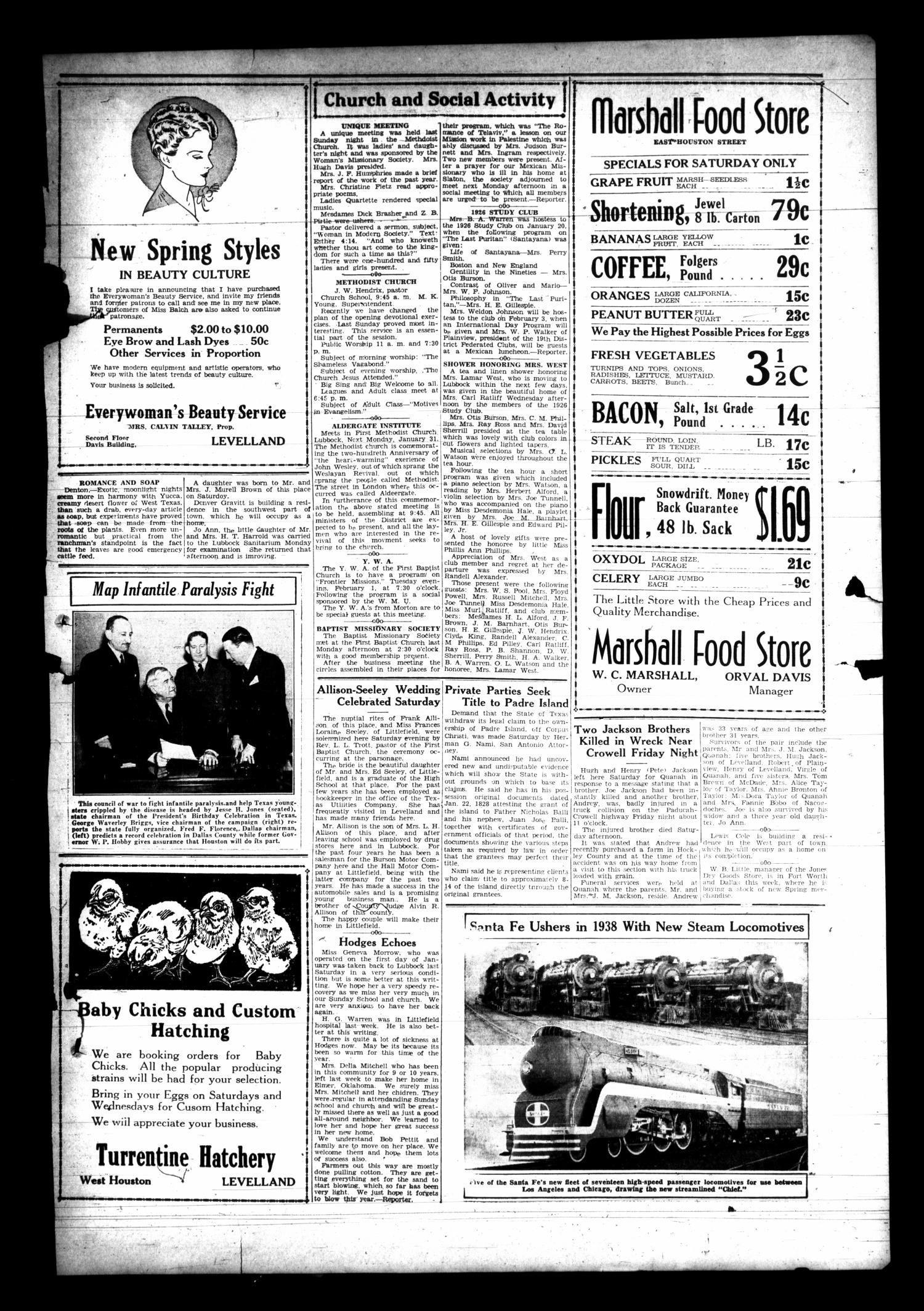 Hockley County Herald (Levelland, Tex.), Vol. 14, No. 25, Ed. 1 Friday, January 28, 1938
                                                
                                                    [Sequence #]: 3 of 8
                                                