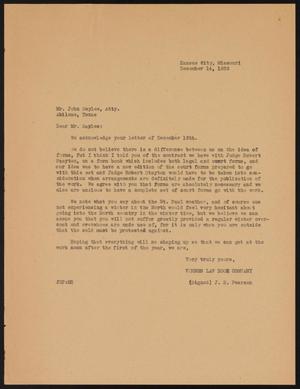 [Letter from J. E. Pearson to John Sayles, December 14, 1932]