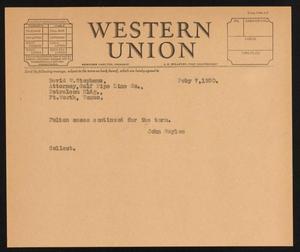 [Letter from John Sayles to David Stephens, February 7, 1930]