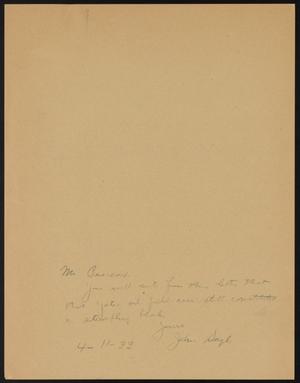 [Letter from John Sayles to Mr. Pearson, April 11, 1933]