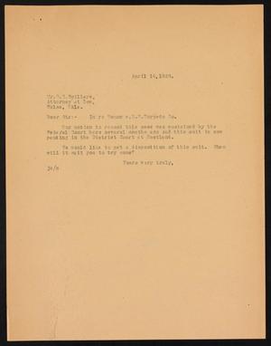 [Letter from John Sayles to G. C. Spillers, April 14, 1928]