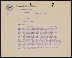 Primary view of object titled '[Letter from J. T. Robison to M. McAlpine, April 12, 1911]'.
