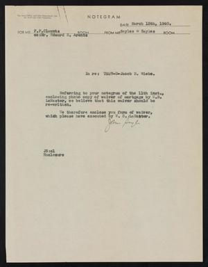 [Letter from Sayles & Sayles to F. F. Claunts, March 13, 1940]