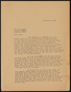 [Letter from Perry Sayles to John Sayles, September 7, 1935]