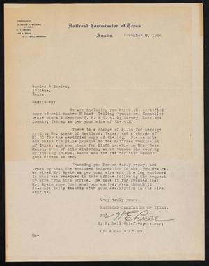 [Letter from H. E. Bell to Sayles & Sayles, November 9, 1926]