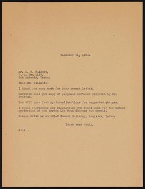 [Letter from John Sayles to M. B. Wilhoit, December 11, 1932]