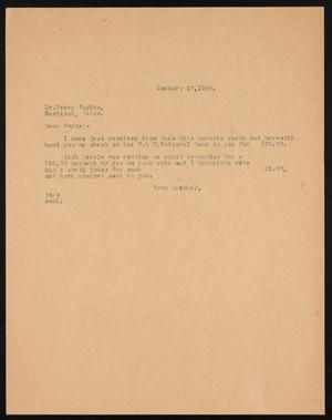 [Letter from John Sayles to Perry Sayles, January 17, 1929]