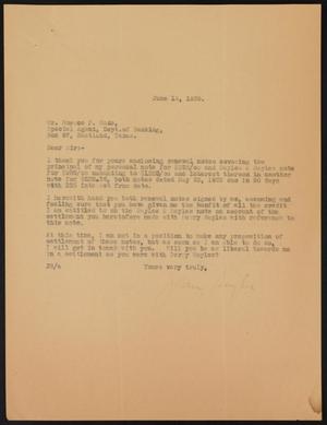 [Letter from John Sayles to Horace F. Wade, June 12, 1935]