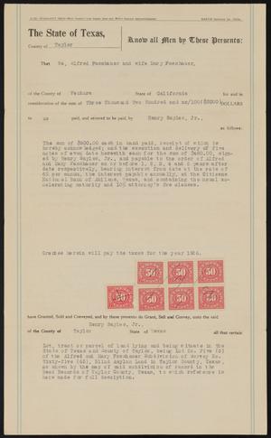 [Warranty Deed From Alfred and Mary Fasshauer to Henry Sayles, Jr.]