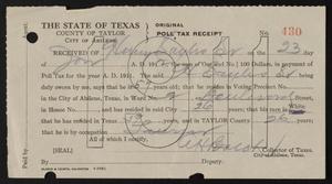 [Receipt for Abilene City Poll Taxes, 1911]