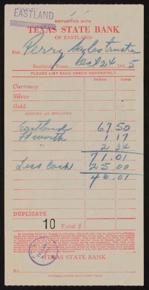 [Deposit Slip: Perry Sayles, October 24, 1935]