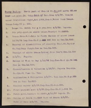 [Notes on Perry Sayles' Property, North Part of Sec. 14, Bl. 96 #1]