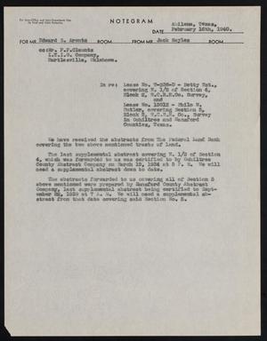 Primary view of object titled '[Letter from Jack Sayles to Edward S. Arentz, February 16, 1940]'.