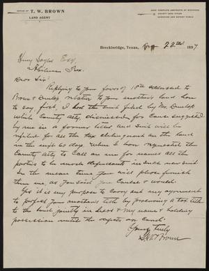 [Letter from T. W. Brown to Henry Sayles, December 22, 1897]