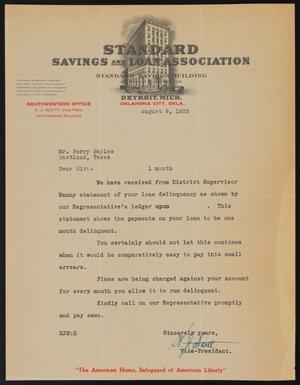 Primary view of object titled '[Letter from H. J. Scott to Perry Sayles, August 9, 1932]'.