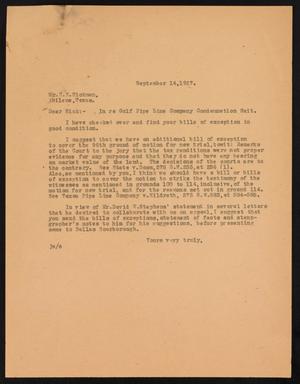 [Letter from J. S. to H. N. Hickman, September 14, 1927]