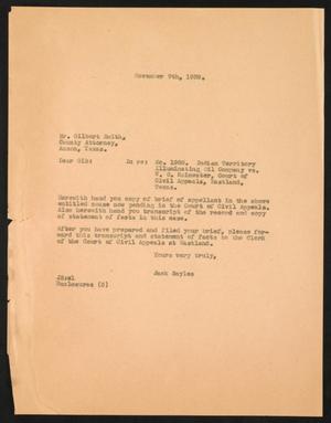 [Letter from Jack Sayles to Gilbert Smith, November 9, 1939]
