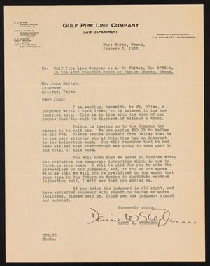 [Letter from David W. Stephens to John Sayles, January 5, 1932]