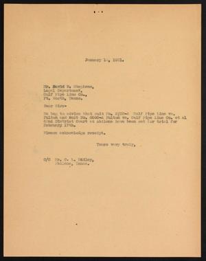 [Letter from C. L. Hailey to David W. Stephens, January 12, 1931]