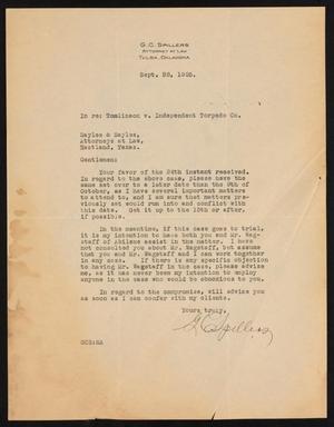 [Letter from G. C. Spillers to Sayles & Sayles, September 28, 1925]