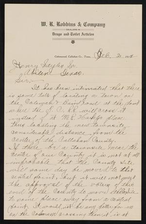 [Letter from Walter R. Robbins to Henry Sayles, February 2, 1910]
