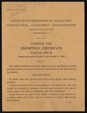 Cotton Tax Exemption Certificate: Crop Year 1935-1936