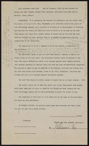Primary view of object titled '[Contract Between Vernon Law Book Company and John Sayles]'.