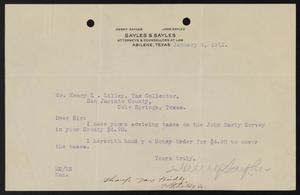 [Letter from Henry Sayles Jr. to Henry L. Lilley, January 9, 1912]