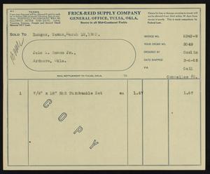 Primary view of object titled '[Invoice From Frick-Reid Supply Company to Jake L. Hamon, Jr., March 6, 1925]'.