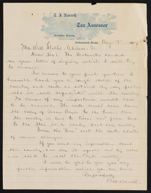 [Letter from Bob Norrell to Will Stith, August 7, 1907]