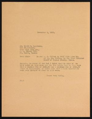 [Letter from John Sayles to David W. Stephens, November 3, 1931]