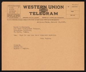 [Letter from John Sayles to David W. Stephens, January 18, 1928]