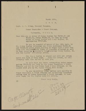 [Letter from John Sayles to J. P. Alvey, March 26, 1913]