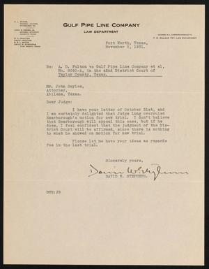 [Letter from David W. Stephens to John Sayles, November 2, 1931]