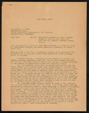 [Letter from Jack Sayles to Darall G. Hawk, June 28, 1939]