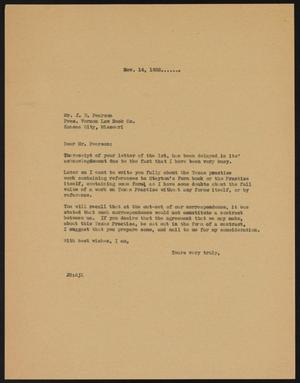 [Letter from John Sayles to J. E. Pearson, November 14, 1932]