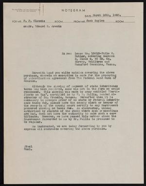 Primary view of object titled '[Letter from Jack Sayles to F. F. Claunts, March 16, 1940]'.
