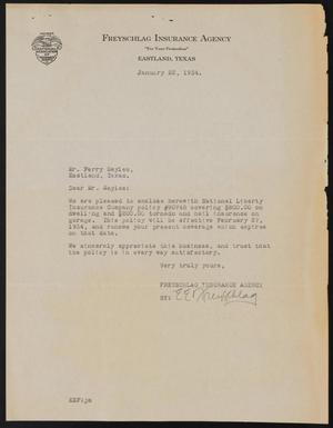 [Letter from E. E. Freyschlag to Perry Sayles, January 22, 1934]