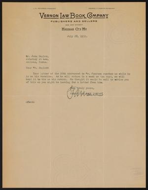 Primary view of object titled '[Letter from G. F. Menn to John Sayles, July 28, 1932]'.