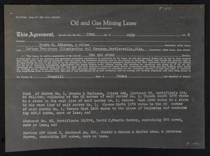 Primary view of object titled '[Photostat Copy of an Oil and Gas Mining Lease Between Maude B. Johnson and Indian Territory Illuminating Oil Company, 1940]'.