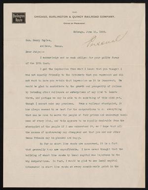 [Letter from Geo. B. Harris to Henry Sayles, June 15, 1909]