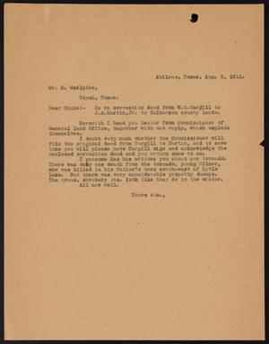 [Letter to M. McAlpine, August 5, 1911]