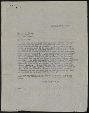 [Letter to A. J. Stem, October 17, 1927]